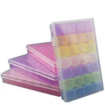 

New 28 Grid Compartment Transparent Medicine Box Jewellery Packing Plastic Removable Box Nail Art Tool Storage Case