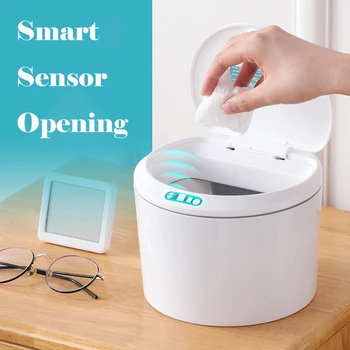 

New 3/5L Smart Trash Can Inductive Waste Bins Sensor Lid Car Trash Can Organizer Storage Plastic Garbage For Kitchen Home Goods