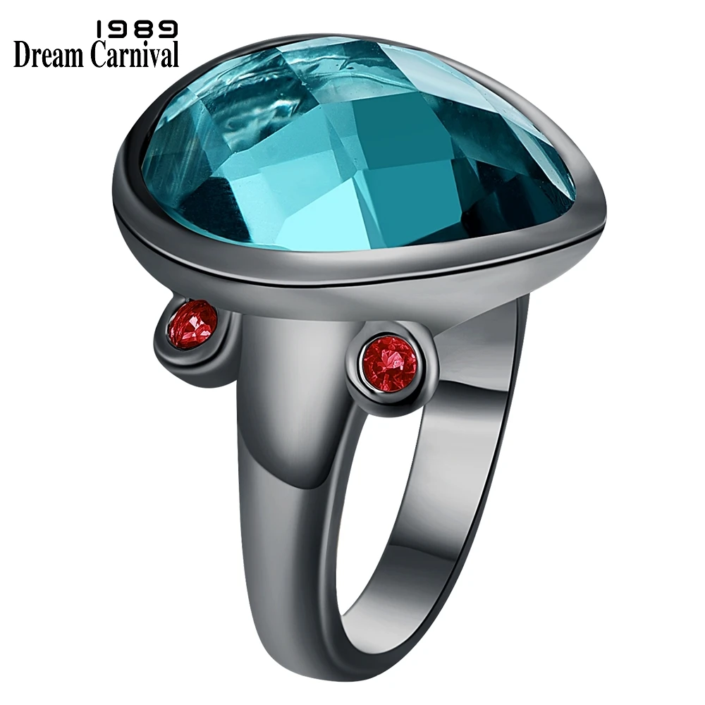 DreamCarnival1989 New 17mm Big Zircon Solitaire RingsWomen Yellow Peacock Blue Red Colors #7 #8 #9 Sizes Fashion Jewelry WA11716