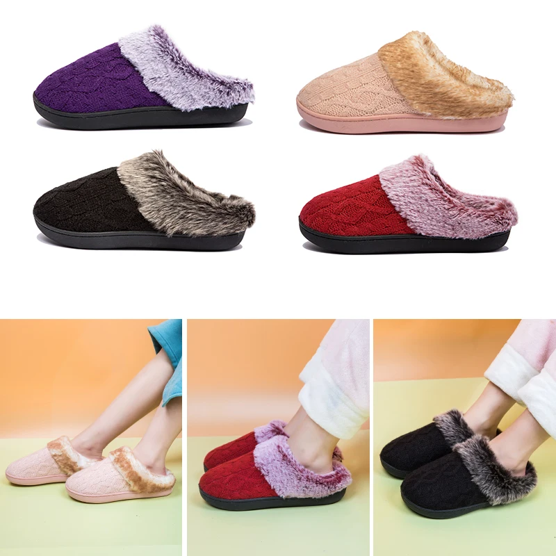 

Winter Women Slippers Couple Flat Shoes Women Fur Slides Warm Ladies Casual Non-slip Soft House Slipper Indoor Bedroom Fashion