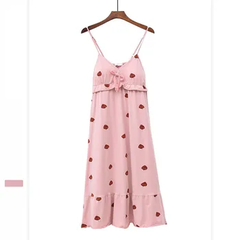 

Nightdress Female Summer Sweet Sexy Sling Long Skirt Women's Cute Princess Dress Nightwear Plus Size Loose Ladies Sleepwear