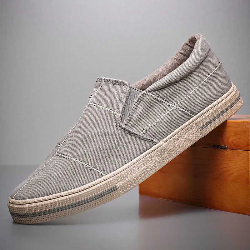 Mens Canvas Shoes New Men Casual Slip On Wear-Resisting Flat Shoes Brand Coth shoes Fashion Driving Shoes 4