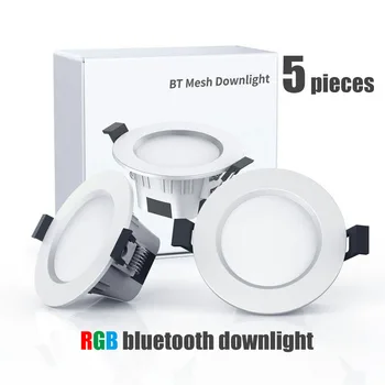 

4.5W smart led downlights BT mesh downlights RGB multicolor led lamp Bluetooth dimmable 2700-6500K timer lights hole size 80mm