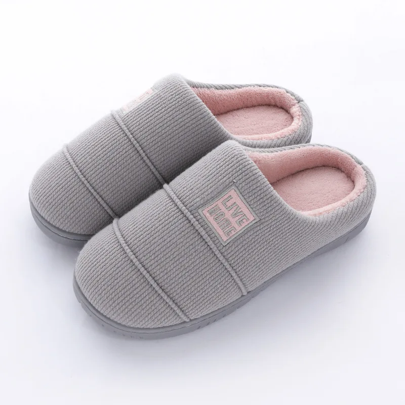 light gray slipper Женские домашние тапочки; теплые плюшевые домашние хлопковые тапочки для влюбленных; зимняя обувь на мягкой подошве; женские и мужские тапочки; SH10292 - Цвет: light gray slipper