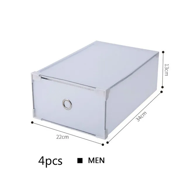 Складная простая полупрозрачная коробка для хранения обуви, толстые пластиковые ящики для хранения обуви, коробка для хранения пыли, комбинированный органайзер для хранения обуви - Цвет: 4pcs Men