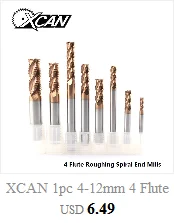 XCAN 1 шт. 1-12 мм с синим покрытием 3 флейты карбида концевые фрезы алюминиевый режущий фрезы Спиральные Фрезы с ЧПУ Концевая фреза