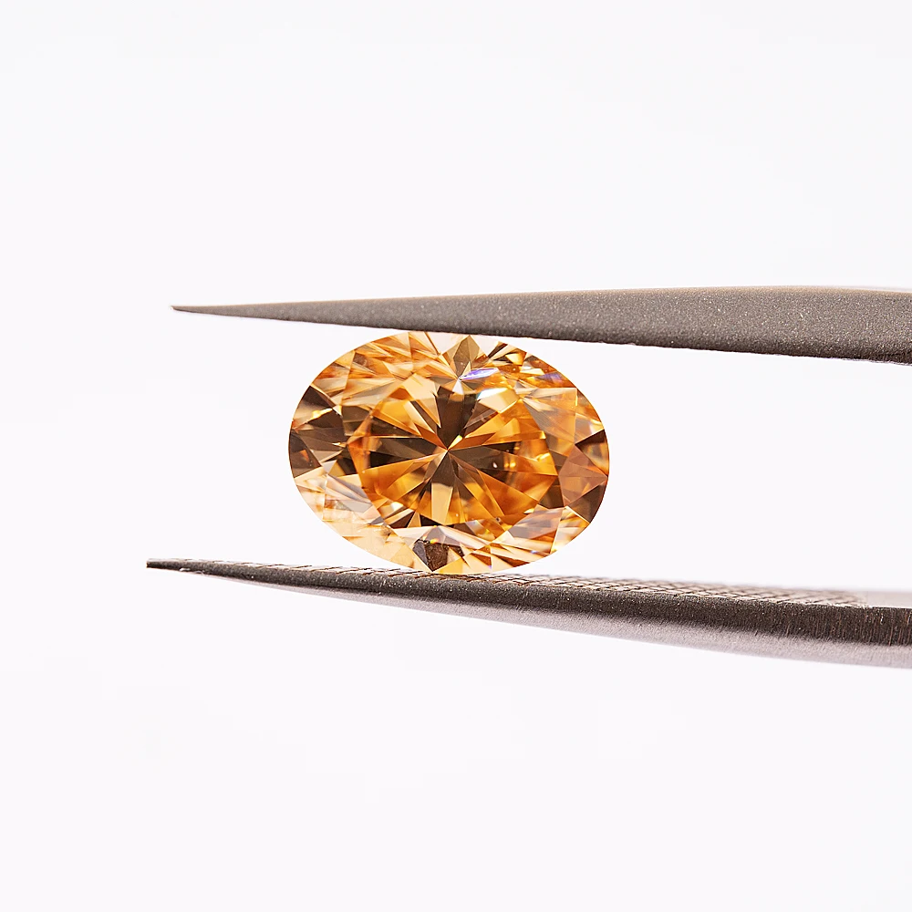 4X6-8X13Mm Vvs1 Gemme Sciolte Lab Grown Champagne Taglio Ovale Gra Moissanite Fornitore Di Fabbrica Pass Moissanite Diamond Tester