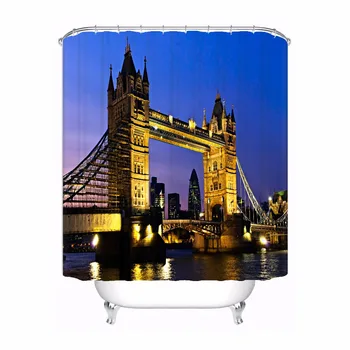 

CustomTower Bridge of London@01 Fabric Bath Curtain Bathroom Mildewproof Waterproof Polyester Shower Curtain#180417-02-117