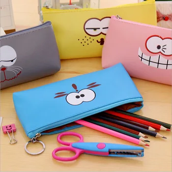 

1 PC Cute Make Faces PU Bag Cosmetic Bag Pencil Cases Pen Bag Box Pouch Zipper Coin Purse Card Holder Wallet Storage Bag