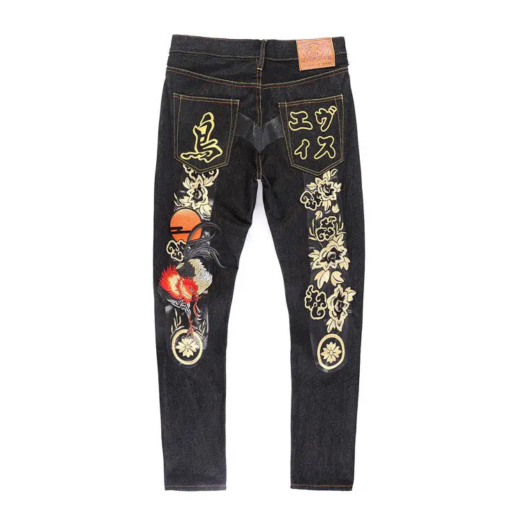 New Evisu Top Quality Fashion Casual Hip Hop Men's Jeans Printing Authentic Autumn Winter Men's Breathable Straight Pants - Цвет: Шампанское