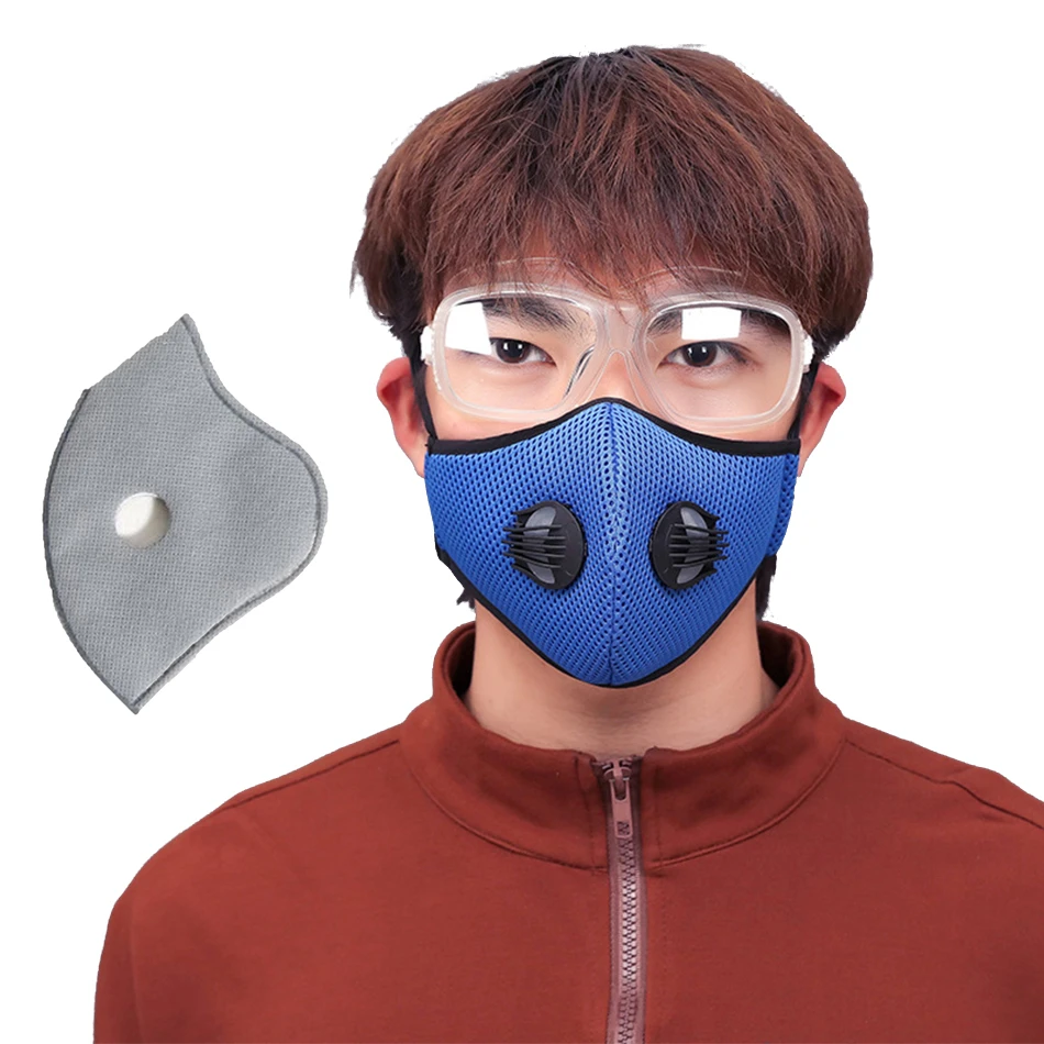 5pcs Cycling masks Anti Dust Pollution Mask Air Filter Activated Carbon PM2.5 Mouth Face Mask with Double Respirator
