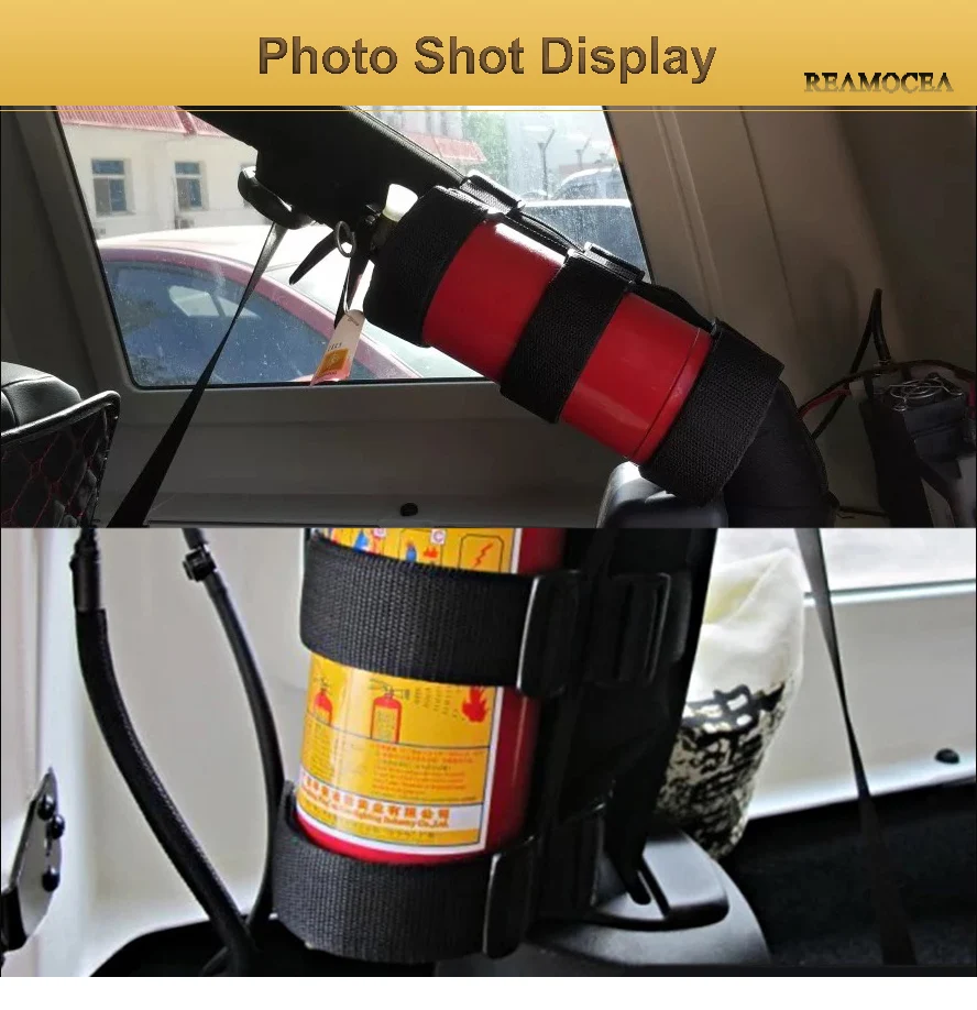 Reamocea Nylon Bar Fire Extinguisher Holder Strap Safety Protection Kit Mount Fit for Jeep Wrangler TJ 1987 1997 2006 2014 2015 (13)