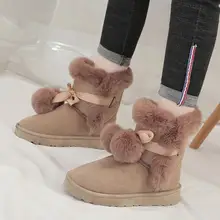 Зимние ботинки; женские ботильоны на толстом каблуке и плоской подошве; однотонные теплые женские повседневные носки с круглым носком;