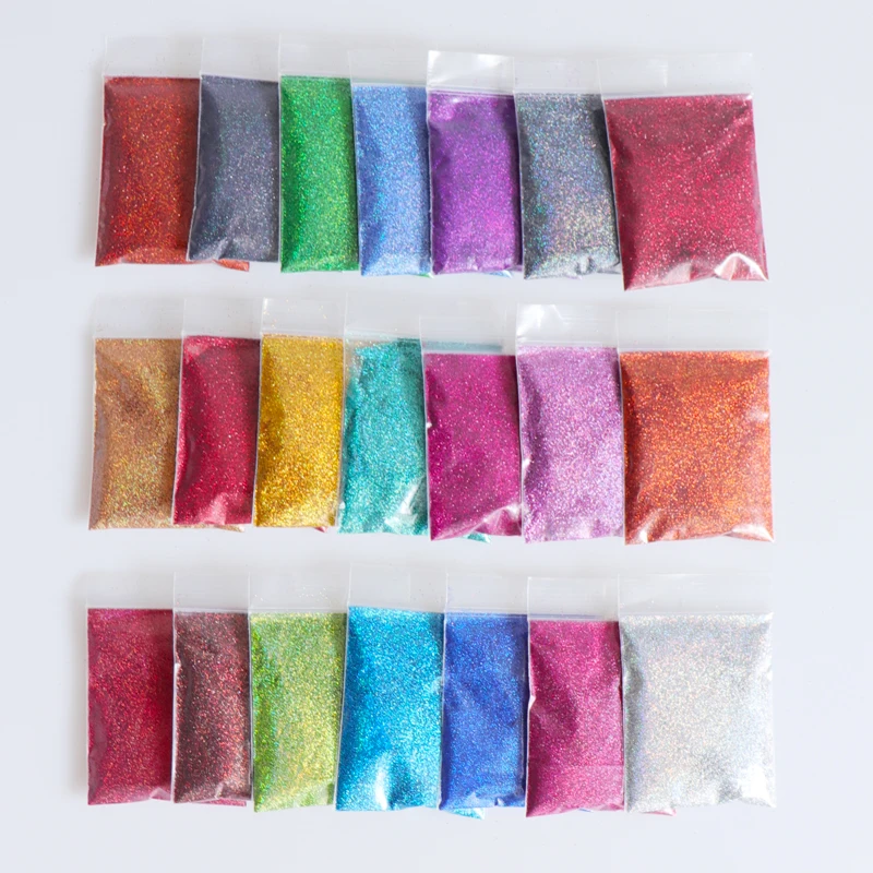 Billige 21 teile satz 0,2mm Holographische Glitter Nagel Pulver Glänzende Laser Feine Nagel Glitter Pailletten Staub Nägel Kunst Dekorationen Tipps Maniküre