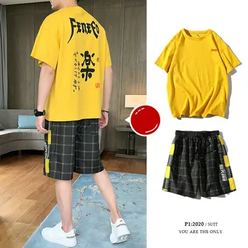 

Streetwear Tracksuit Men 2020 Summer Sportswear Short Sleeve Men's Sets Casual Male Track Suit Two Piece Set T Shirt + Shorts