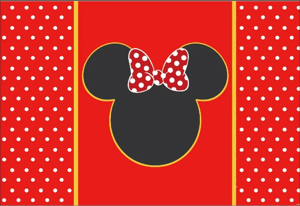 7x5FT Red Polka Dots Minnie Head Bow 