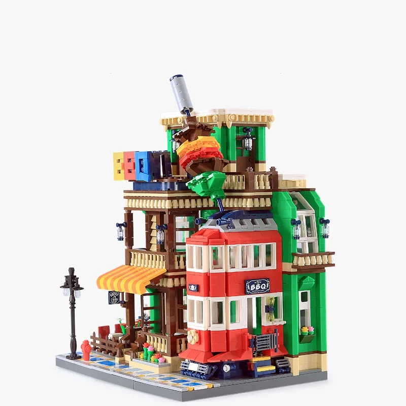 

BBQ Restaurant Legoing Creator Series Toys For Children Street View Building Blocks Kids Gift Comaptible LEGOINGLY Architecture