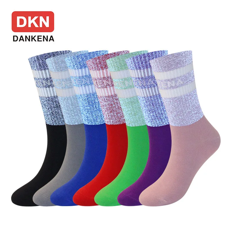 DKN модные носки с буквенным принтом цветные Звездные Светоотражающие