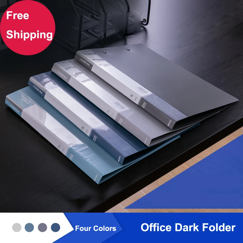 Carpeta de archivos de Clip A4 PP, carpeta de doble Clip fuerte, papel de estudiante oscuro, carpeta de almacenamiento de oficina A4