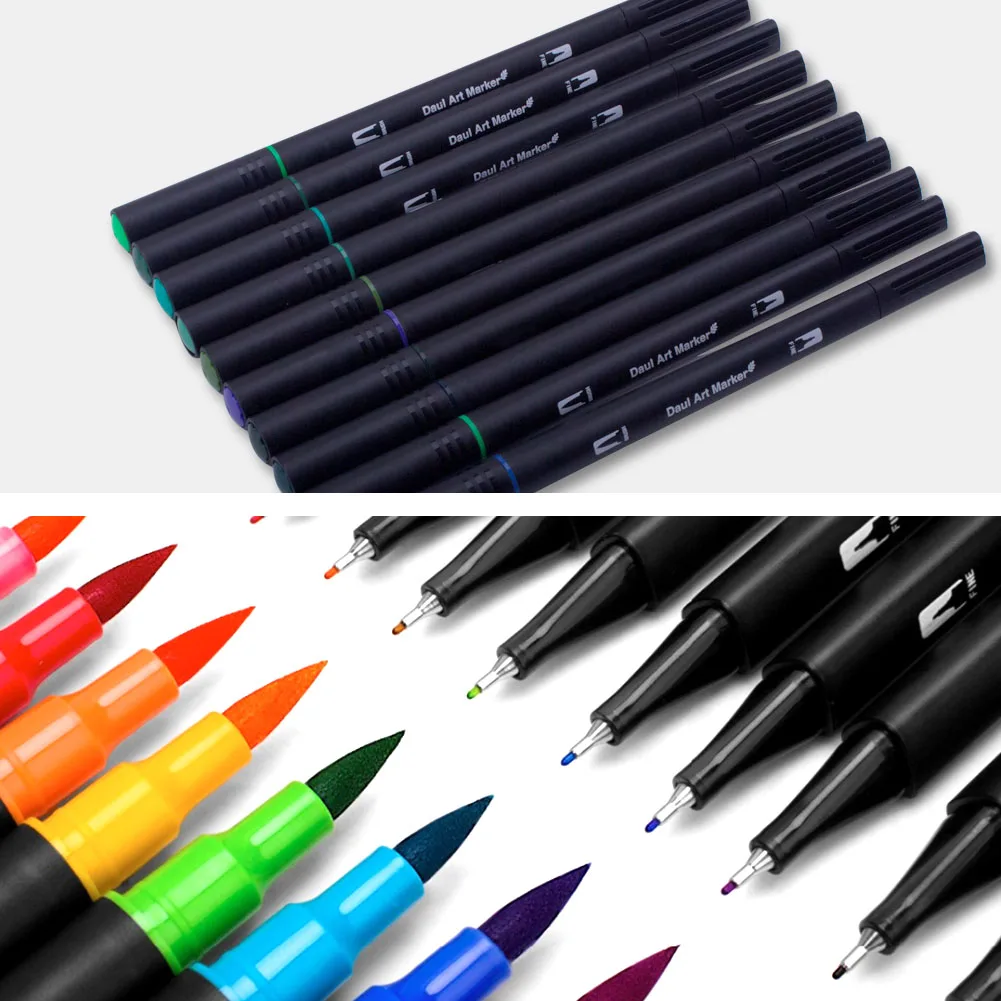 Caneta de Ponta Caneta de Aquarela Usado na Pintura de Arte Conjunto de Pintura Conjunto de Caneta de Aquarela Dupla Conjunto de Profissional Escola Dupla- 72 - 100 Cor 7 Cheap Láp. cera