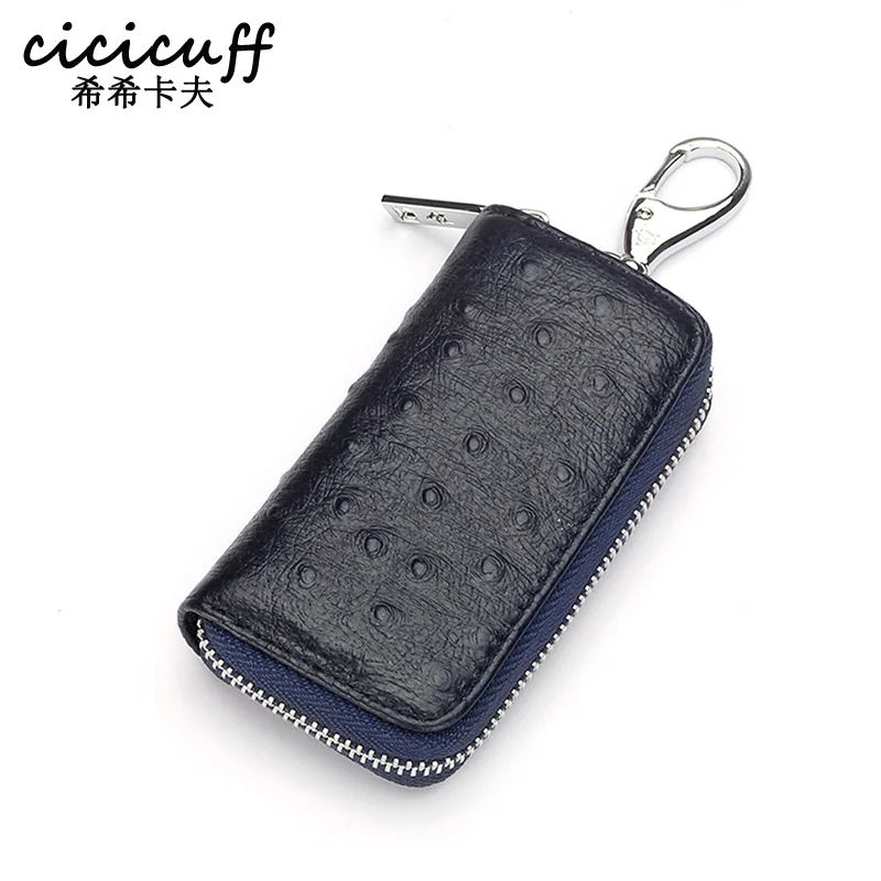 

Genuine Leather Key Holder Men Key Wallets Car Keys Organizer Housekeeper Women Keychain Wallet Zipper Key Case Bag Pouch Purse