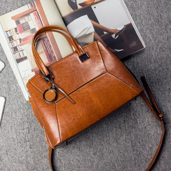 

Split Leather Women's Bag Oil Wax Fashion Shoulder Bags Female Black Blue Red Messenger Bags