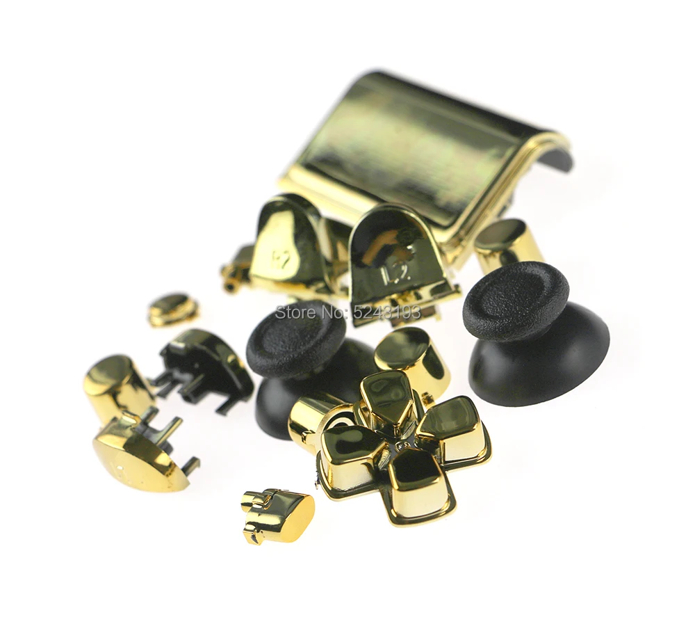 Комплект хромированных кнопок L1 R1 L2 R2 сменные колпачки для аналоговых стиков PS4 Pro