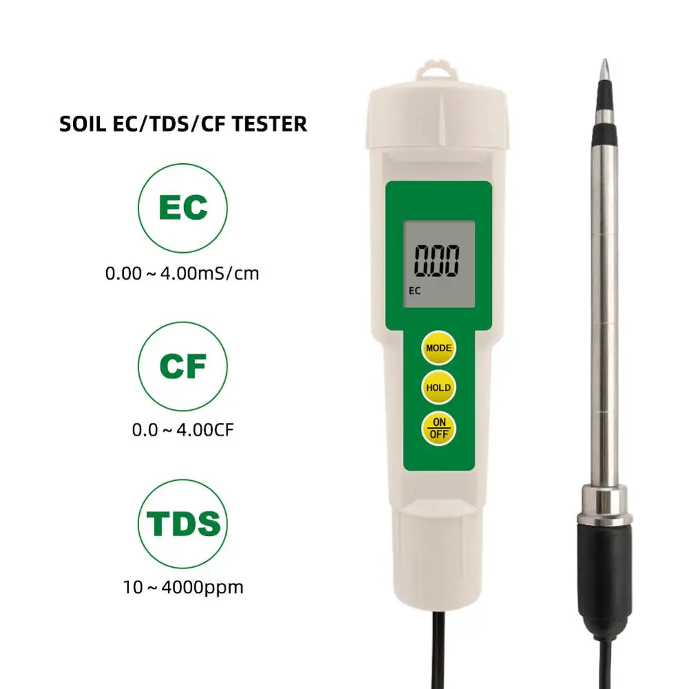 EC3185 Waterproof Soil Meter EC/TDS/CF Soil Tester with Probe for Greenhouse Cultivation