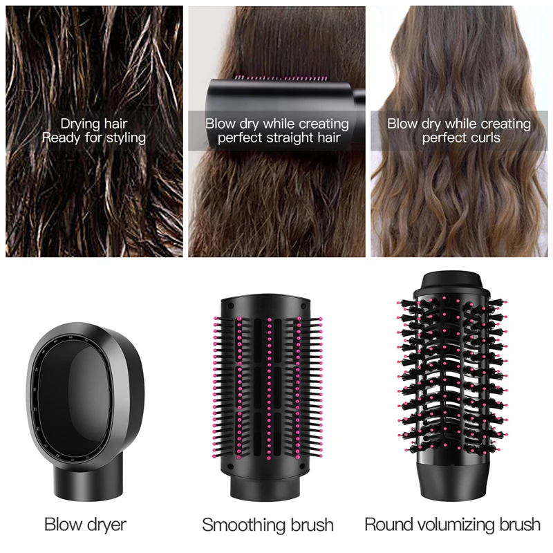 Escova de Secador de Cabelo Acima do ar 3 em 1 Intercambiáveis Rápido Aquecer Quente Pente Rolo Modelador Cabelo Elétrico Abaixo Secador 3 Velocidades 31 1000 w 4 Cheap Secadores de cabelo