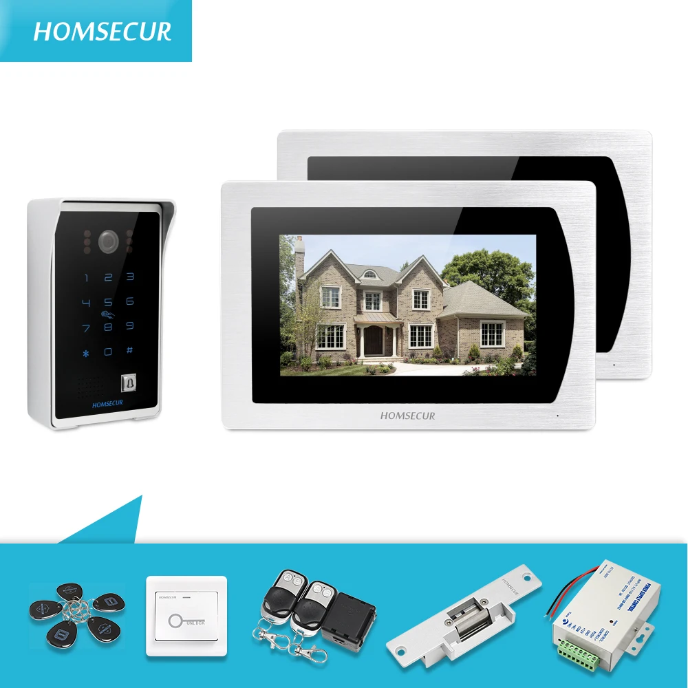 HOMSECUR 7\ Wired Video&Audio Home Intercom with Black Camera for House/Flat BC081+BM717-S