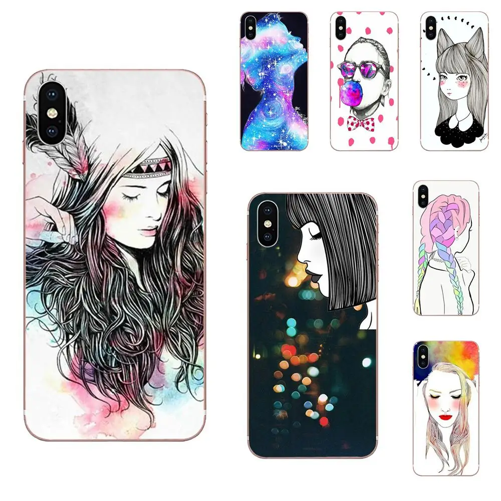Милые фигурки Sketch Girl для LG G2 G3 G4 G5 G6 G7 K4 K7 K8 K10 K12 K40 Mini Plus Stylus ThinQ 2016 2017 2018 TPU чехлы