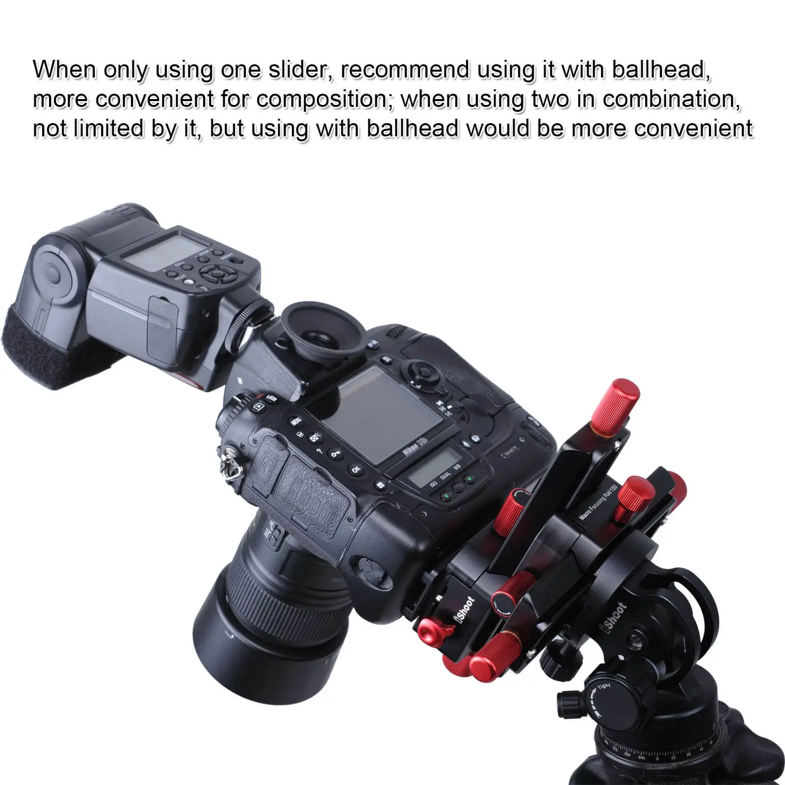 150mm 4-way Macro Focusing Rail Slider Head With Arca-Swiss Fit Clamp Quick Release Plate for Tripod Ballhead Canon Sony Camera
