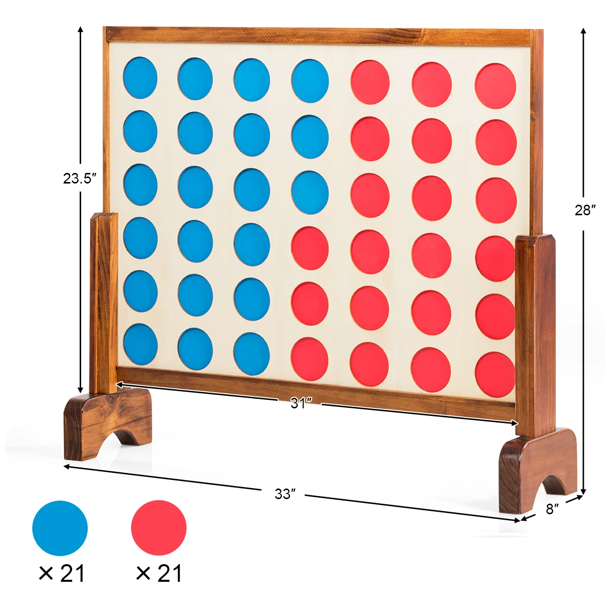 Giant 4 In A Row Game Wood Board Connect Game Play Adults Kids w/Carrying bag 5