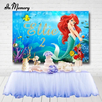 

InMemory Little Mermaid Ariel Party Backdrops Under The Sea Girls Birthday Party Photography Backgrounds Photo Studio Custom