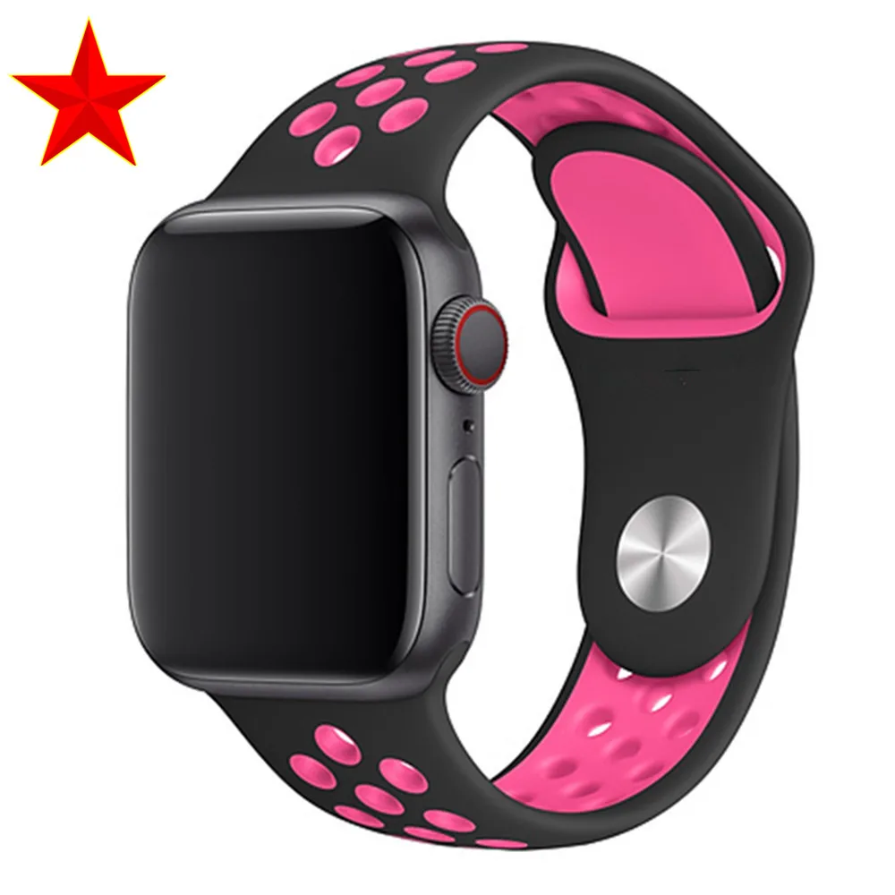 Black Pink Blast Спортивный ремешок для apple watch 5, ремешок 44 мм/40 мм, apple watch 5, 4, 3, ремешок iwatch, ремешок 42 мм/38 мм, браслет correa, ремень, аксессуары для часов - Цвет ремешка: Black Pink Blast