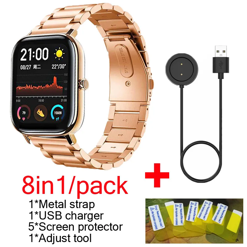Умный ремешок для часов huami amazfit GTS ремень металлический браслет + USB зарядное