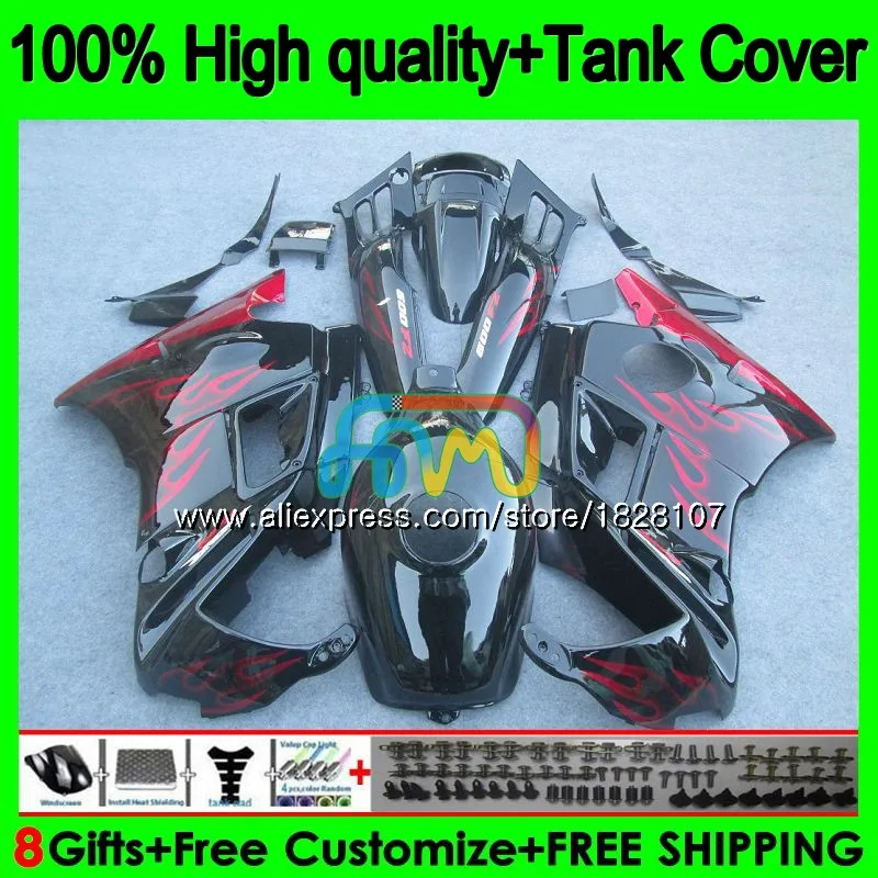 Корпус Красный Пламя+ майка для HONDA CBR 600F2 600 F2 FS CBR600FS 1BS. 1 CBR600 F2 CBR600F2 91 92 93 94 1991 1992 1993 1994 обтекатель