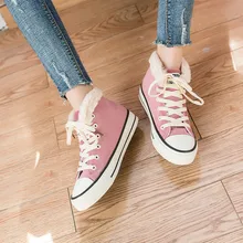 Женская парусиновая обувь с высоким берцем; Обувь На Шнуровке Для весны, зимы и осени размера плюс; EDF88