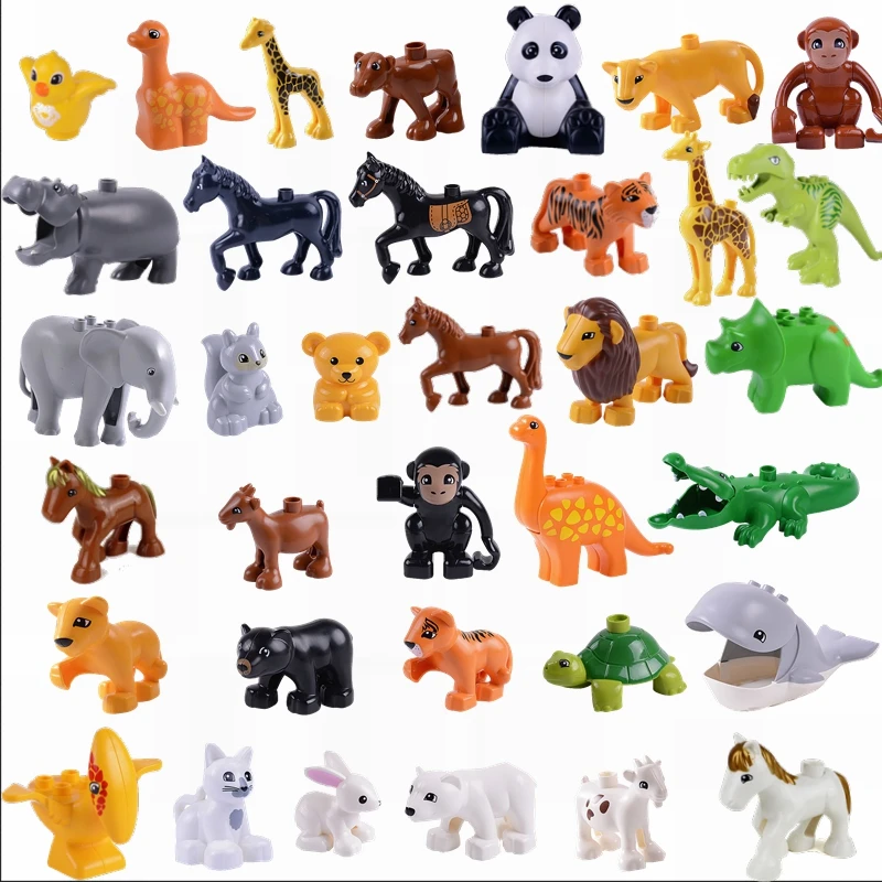 Набор игрушек Duplo с животными пластиковые блоки для собак лес Лев тигр ферма