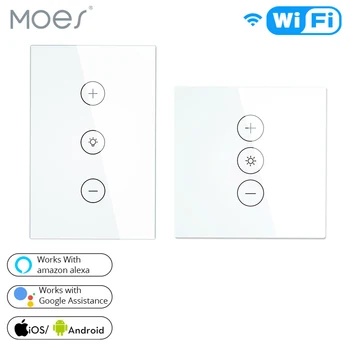 Wifi Smart Wall Touch Light Dimmer Switch EU/UK/US Standard APP Remote Control Works with Amazon Alexa and Google Home qiachip uk plug standard wifi low power smart home outlet light lamp switch socket remote control switch work with amazon alexa