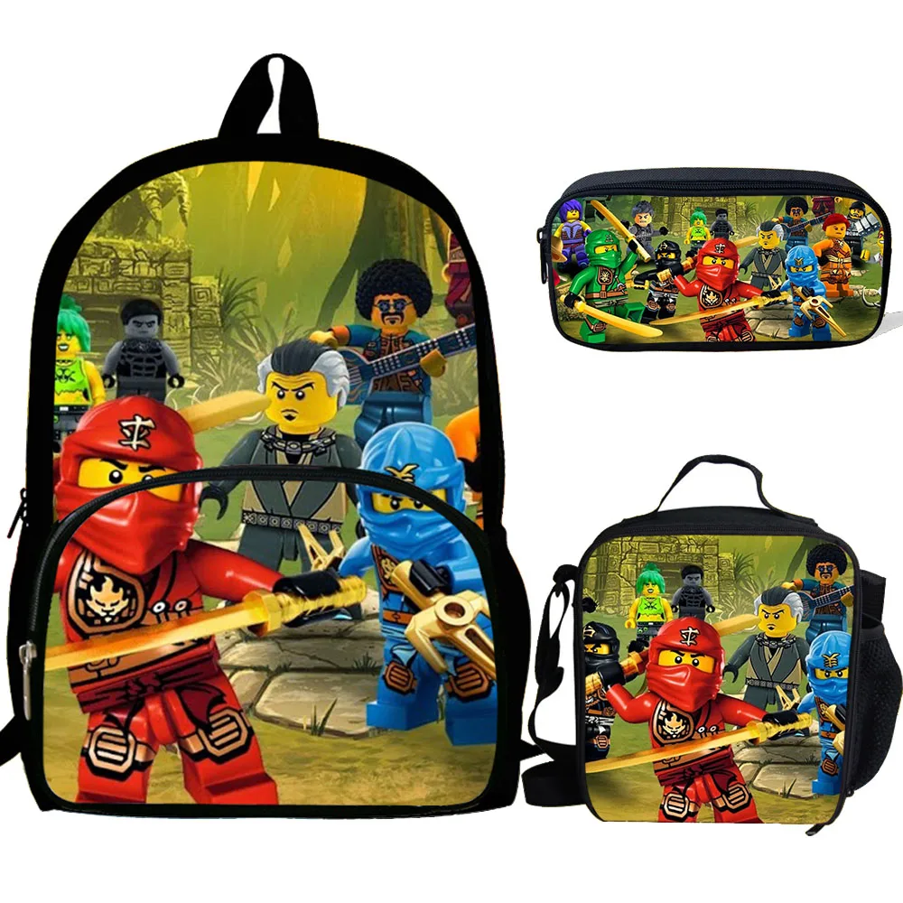 R juego Ninjago bolsas de la escuela 3 unids/set para niños adolescentes de la escuela mochila encantador bolso