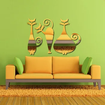 

Cats Mirror Environmental Protection Wall Sticker Mirror Stickers Background wallpaper sticker