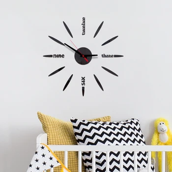 

3D DIY Wall Clock Modern Design Clock Watch Wall Clock Horloge Acrylic Mirror Stickers Home Decoration Living Room Quartz Needle