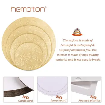 

4PCS Round Cake Boards Sturdy Round Cake Circle Base Tray With 3 Cake Scrapers 6 Inches 8 Inches 10 Inches 12 Inches (Gold)