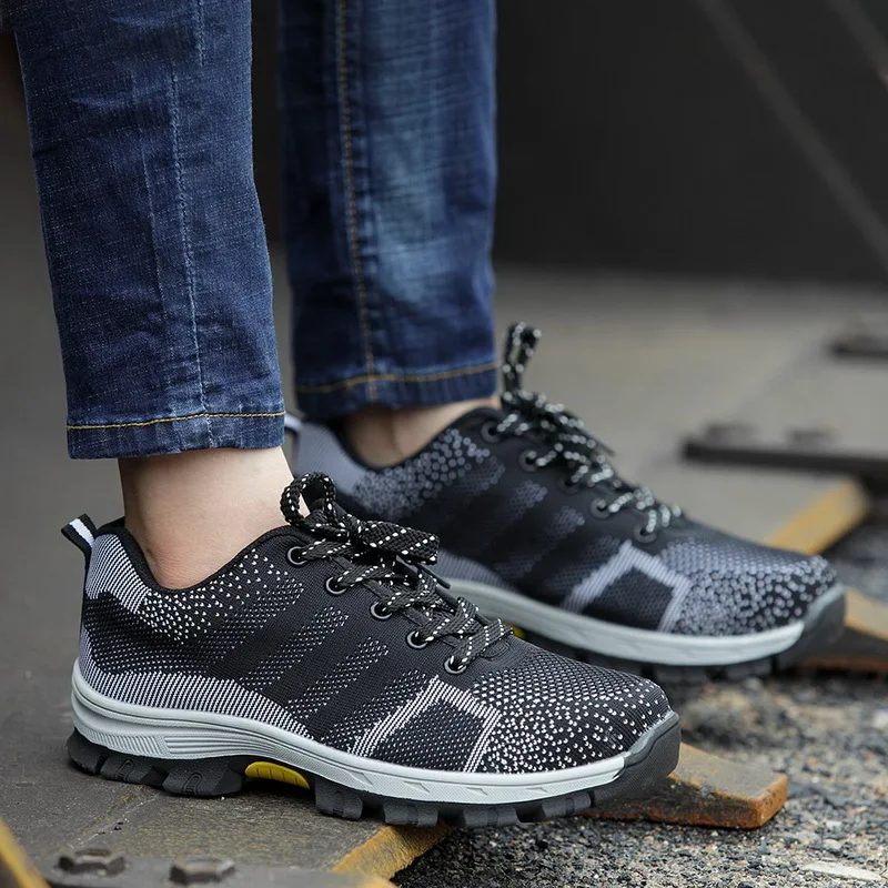 

LOOZYKIT Men Plus Size Breathable Mesh Steel Toe Outdoor shoes Industrial Puncture Proof Work Shoes Breathable Casual Footwear