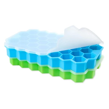 

2 Packs Ice Square Trays with No-Spill Lid, Easy-Release Silicone 74-Ice Square Molds BPA Free, Dishwasher Safe