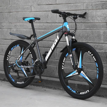 Cheap Mountain Bike Shifting Three-knife Wheel Off-road Double Disc Brakes Oil Brake Shock Absorber Road Racing Student Adult