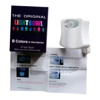 

ICOCO 8 Color Smart Human Induction Motion Sensor Toilet LED Night Light Emergency Lamp for Home Barthroom Drop Shipping