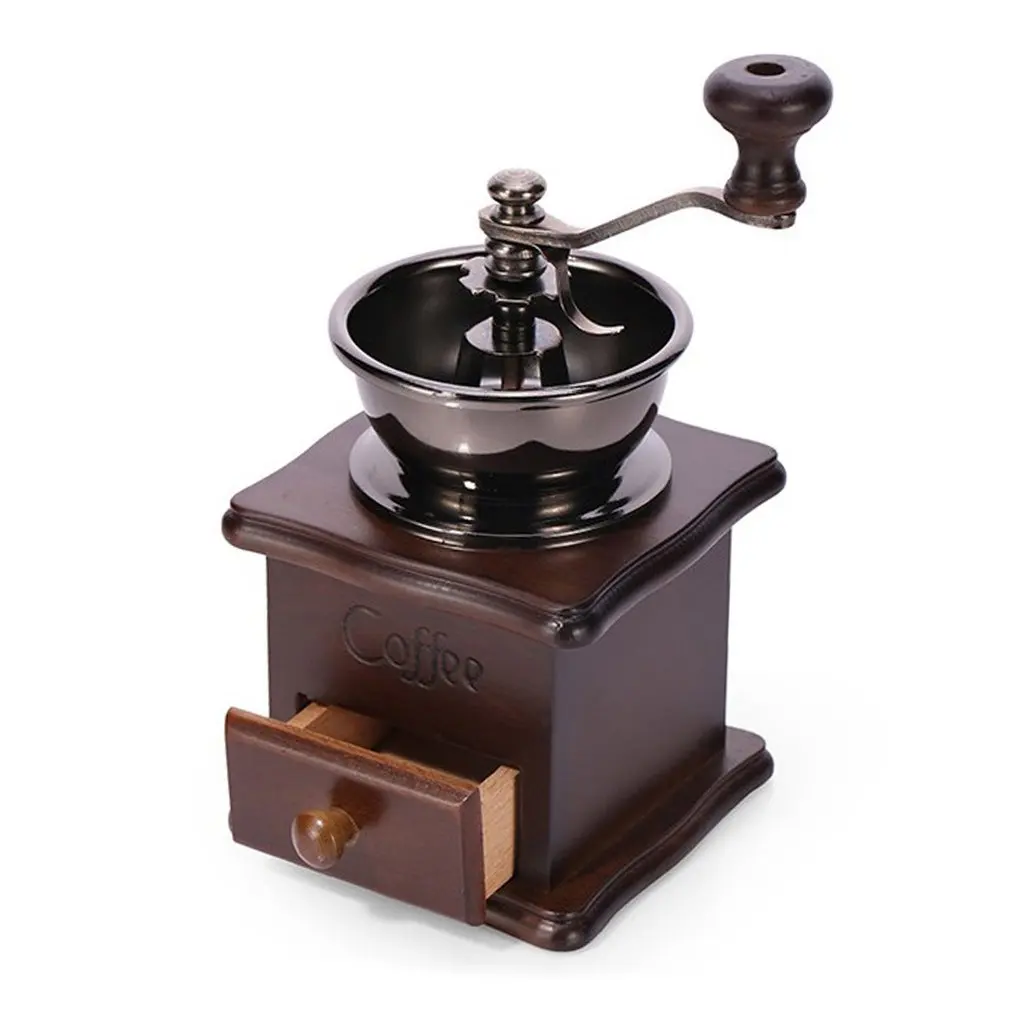 Vintage Hand Coffee Grinders Solid Wooden Manual Coffee Grinders Ceramic Core Mills Grinding Coffee Beans Grinding Machine