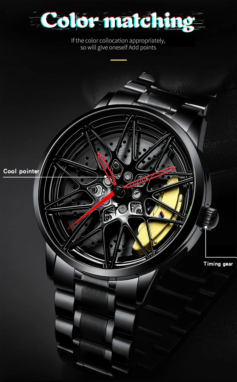 NEKTOM Men's Watches Waterproof Wheel Watch Car Rim Watch Quartz Men's Sports Watches For Men Clock Mens Relogio Masculino